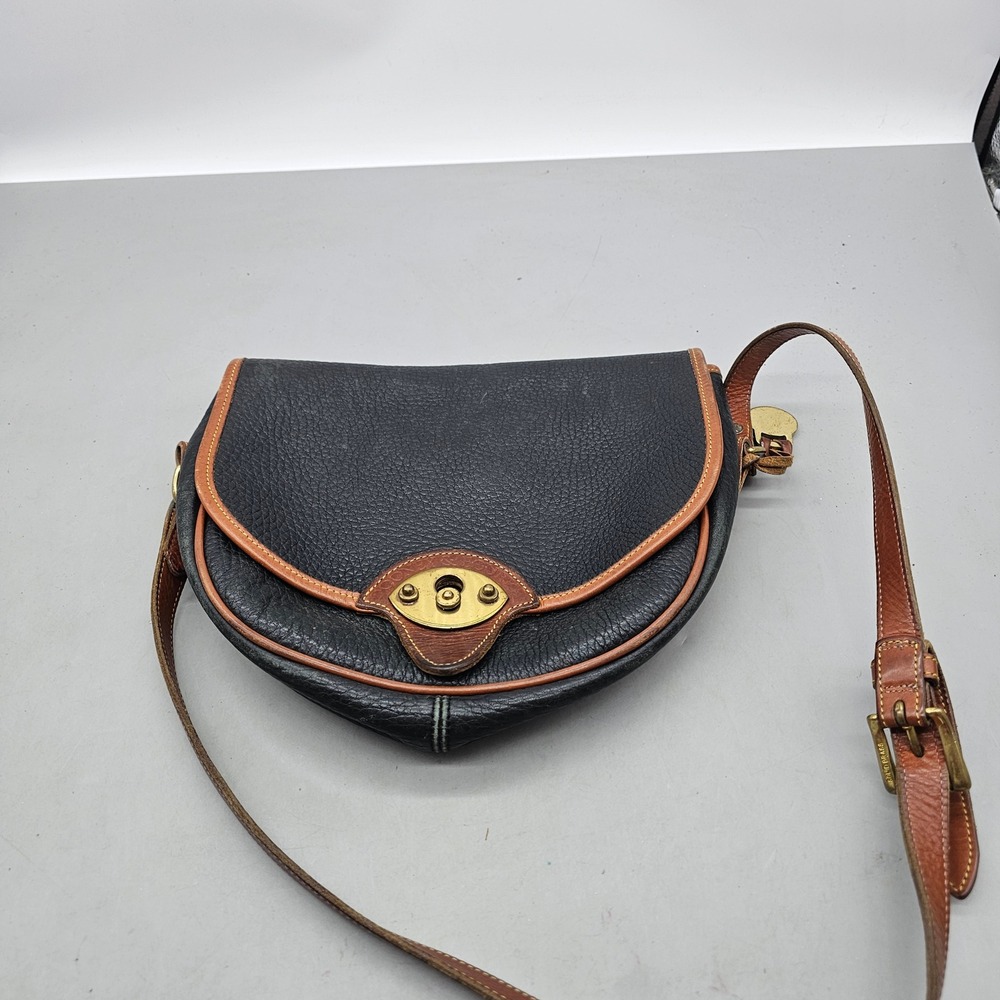 Dooney & Bourke Vintage All Weather Leather Crossbody Bag Black Tan USA Made